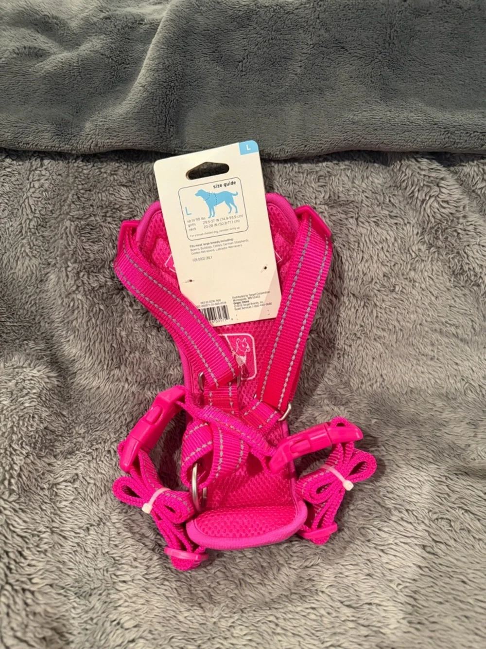 NWT Boots & Barley Bright Pink Reflective Dog Harness - Large